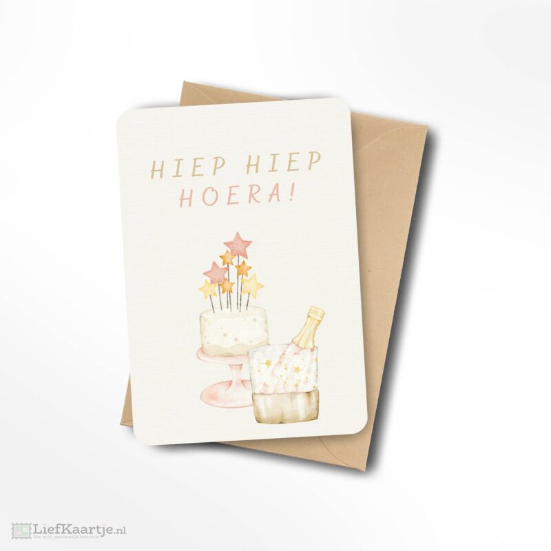 Hiep hiep hoera taart champagne