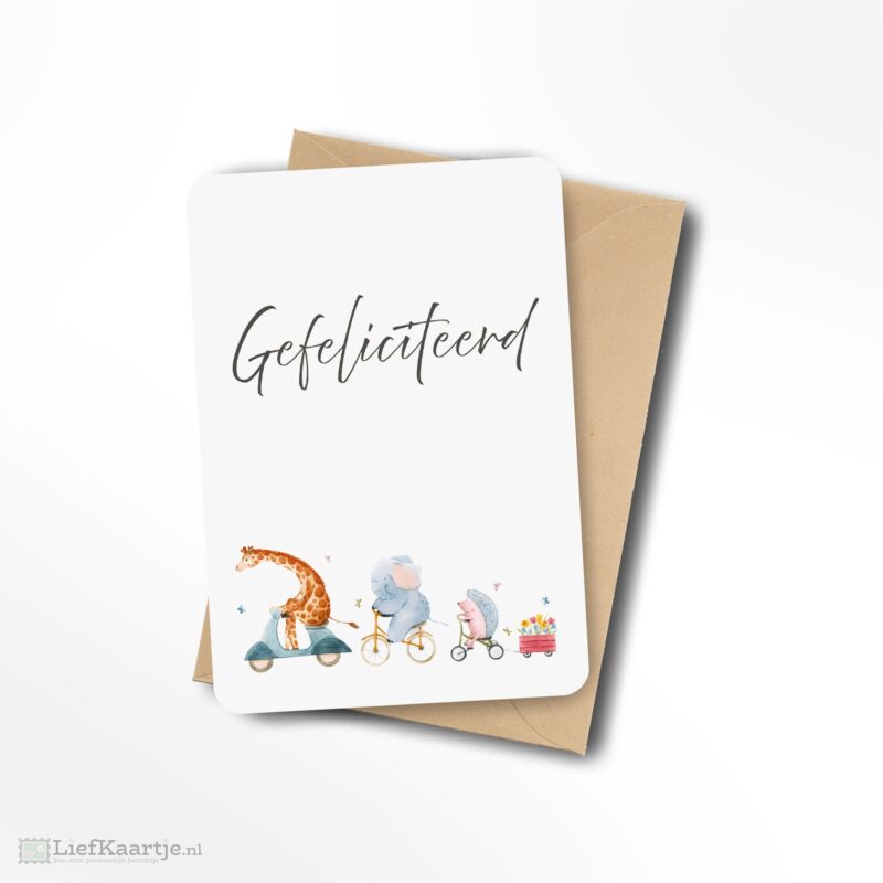 Gefeliciteerd diertjes op de fiets
