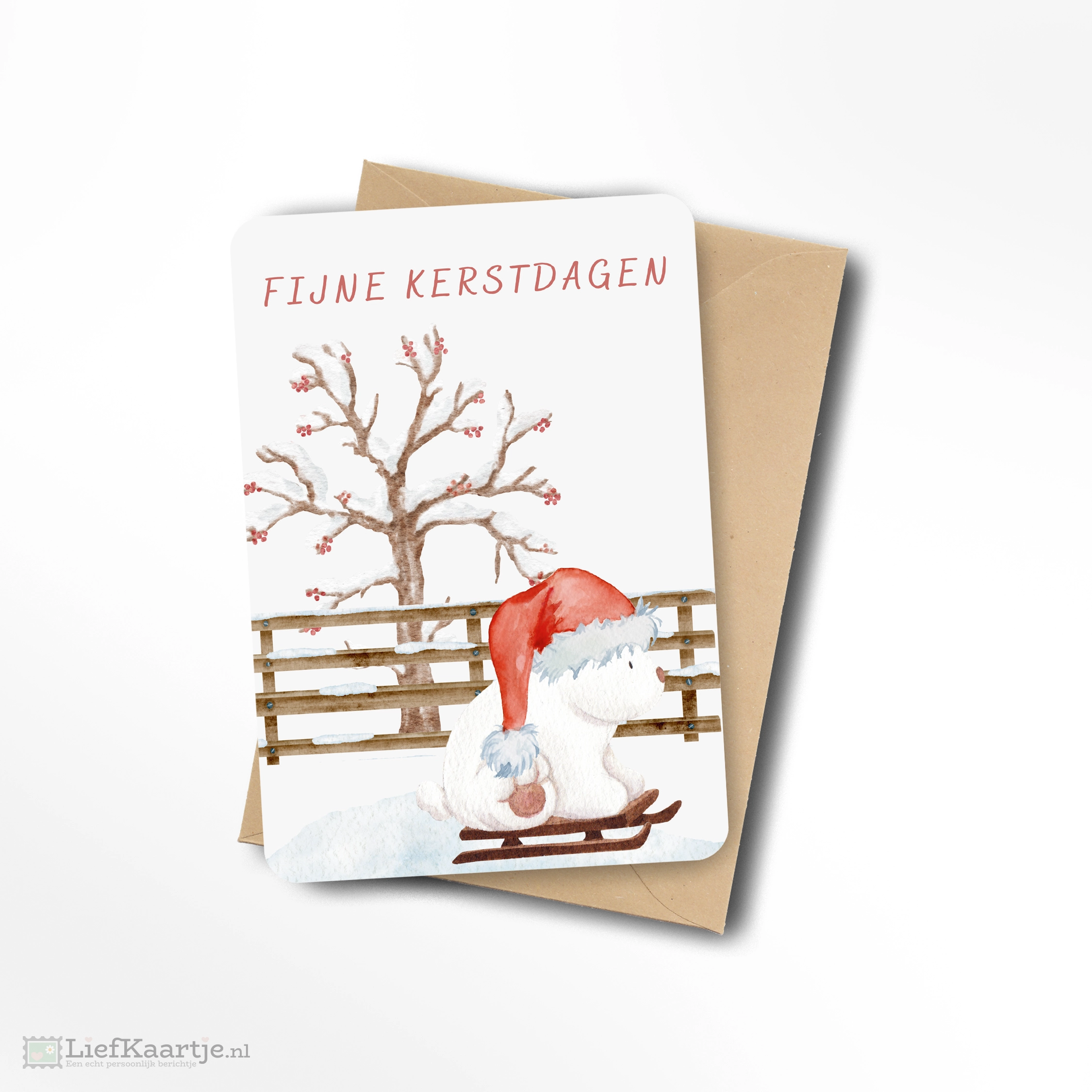 Fijne kerstdagen slee ijsbeertje